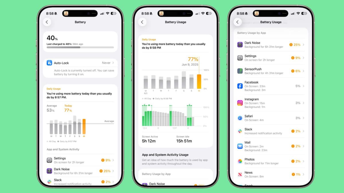iOS 26 เพิ่มเมนู Battery ใหม่ ชี้ตัวกินไฟผิดปกติแบบเห็นชัด