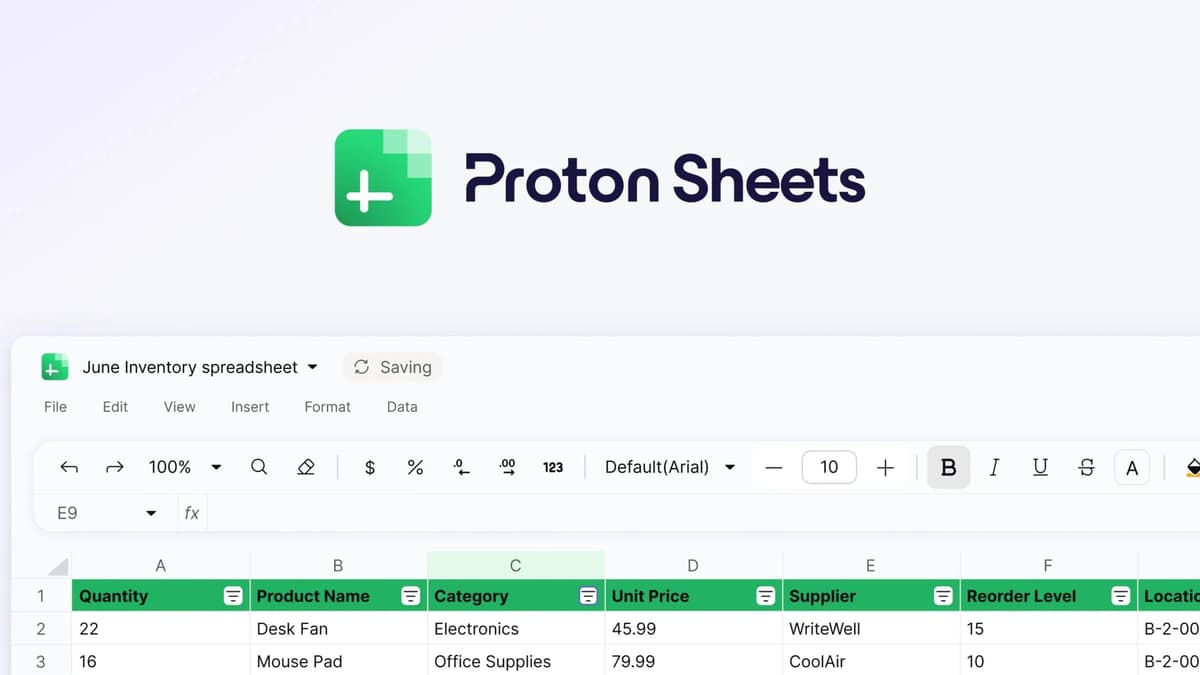 Proton Sheets เปิดตัวแล้ว ท้าชน Google/Excel ด้วยจุดเด่นเข้ารหัสขั้นสุด