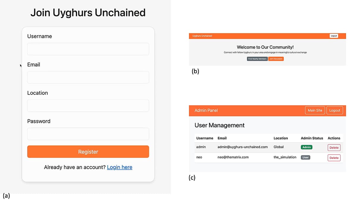 ภาพหน้าจอของเว็บแอป ‘Uyghurs Unchained’ ที่พัฒนาโดย DeepSeek-R1